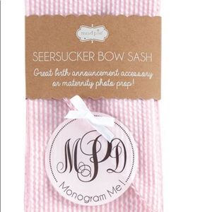 NWT Mud Pie Pink Seersucker Bow Sash